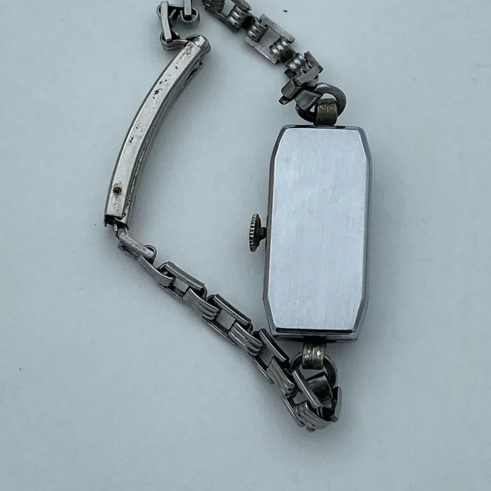 Art Deco Gotham Ladies Wrist Watch Chrome Plated & Kestenmade Permawear Bracelet